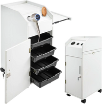 VEVOR Salon SPA Beauty Hairdressing Cart White Storage Trolley with 4 Drawers Rolling Wheels Lockable 2 Keys with Hairdryer Holder Space-Saving Side Tray