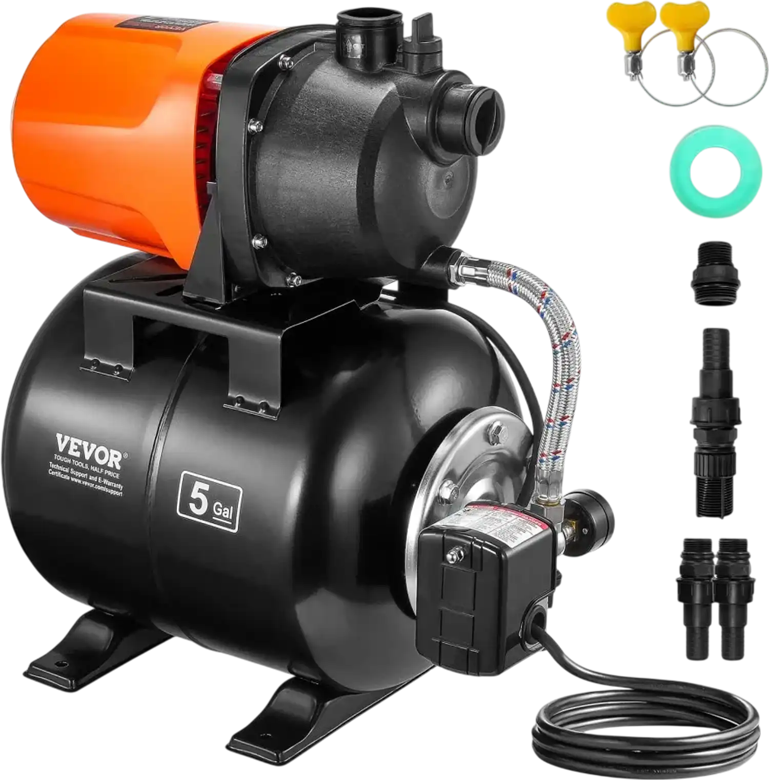 Vevor Shallow Well Pump with Pressure Tank 1 HP 1000 GPH Irrigation Booster New