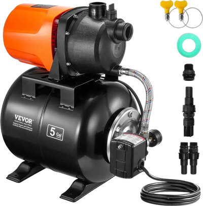 Vevor Shallow Well Pump with Pressure Tank 1 HP 1000 GPH Irrigation Booster New