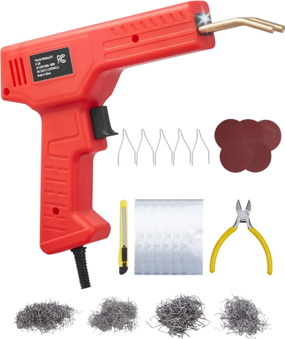 VEVOR Plastic Welder, 100W Plastic Welding Gun with 800PCS Hot Staples, Professional Hot Staple Welding Gun, Plastic Car Bumper Repair Kit with LED Light for Kayak, Toys, Plastic Crack Repair