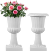 VEVOR Plastic Urn Planters, 9.8 x 16.5 Inch, 2 Pack White Classic Flower Pots Front Porch Planters, Indoor & Outdoor Vase for Wedding, Party, Event, Home, Stage, Garden, Balcony, Patio Decoration