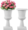 VEVOR Plastic Urn Planters, 15.8 x 26.4 Inch, 2 Pack White Classic Flower Pots Front Porch Planters, Indoor & Outdoor Vase for Wedding, Party, Event, Home, Stage, Garden, Balcony, Patio Decoration