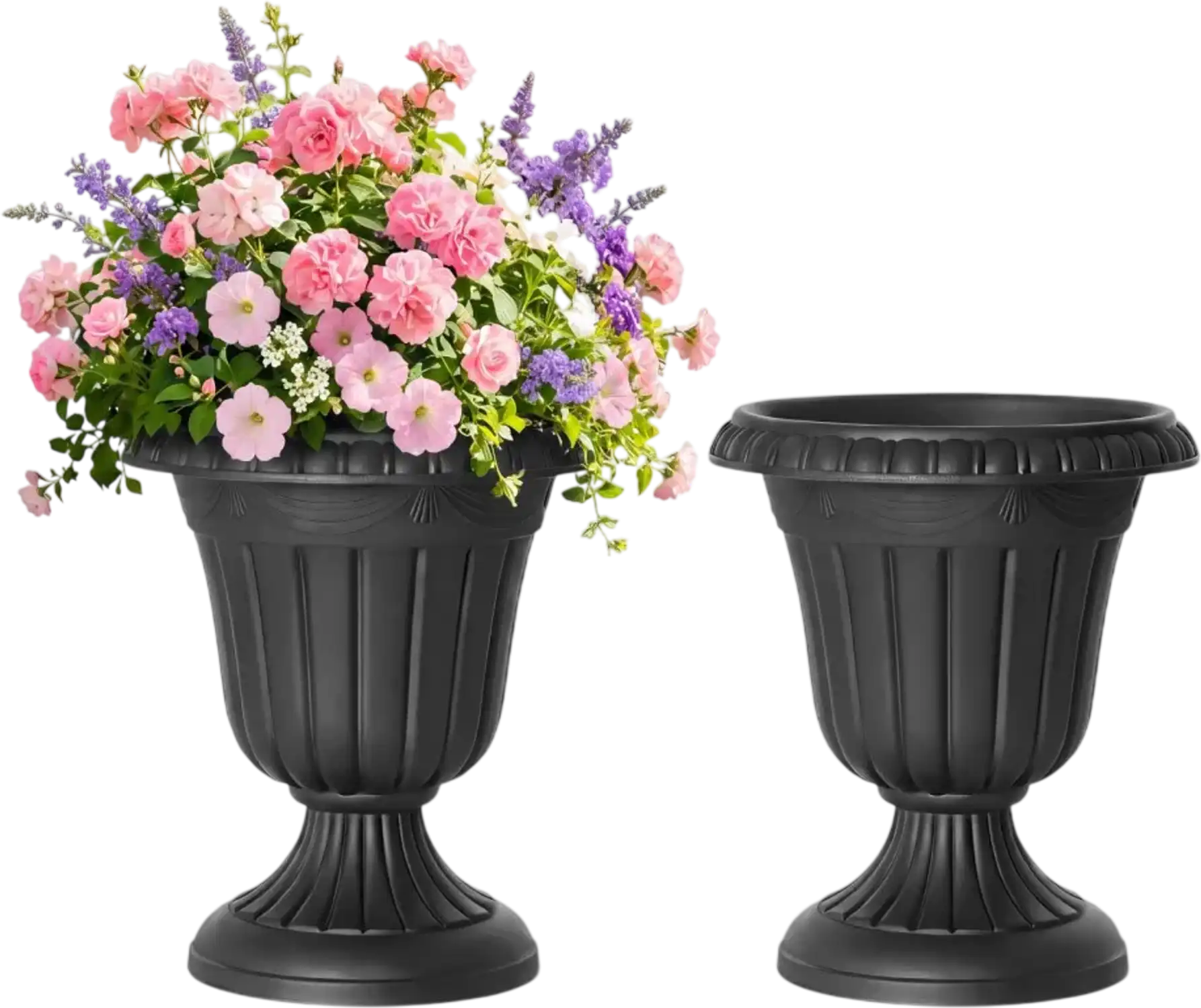 Vevor Urn Planters Classic Black Plastic Flower Pots 12.99