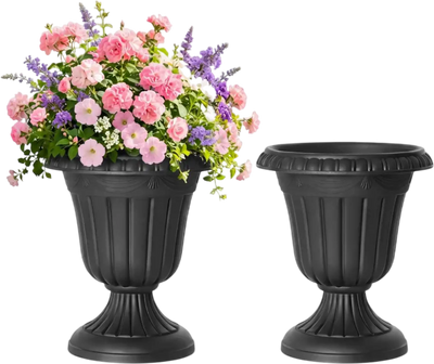 Vevor Urn Planters Classic Black Plastic Flower Pots 12.99