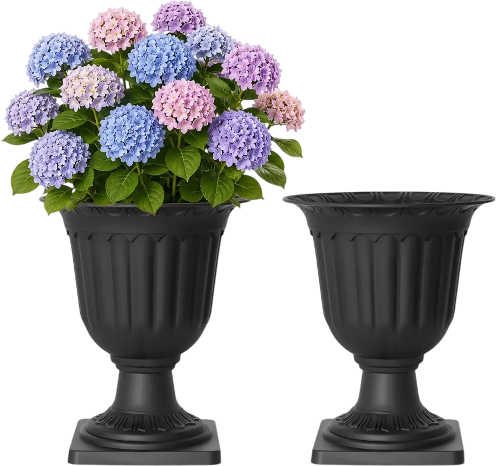 Vevor Urn Planters Classic Black Plastic Flower Pots 2-Pc 15.75