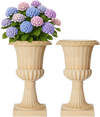 VEVOR Plastic Urn Planters 13.78"x22.83" 2 PCS Beige Classic Urn Flower Pot, for Wedding, Party, Event, Home, Stage, Garden, Balcony, and Patio Decoration, Front Porch Planters, Indoor & Outdoor Vase