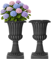 VEVOR Plastic Urn Planters 13.78"x22.83" 2 PCS Gray Classic Urn Flower Pot, for Wedding, Party, Event, Home, Stage, Garden, Balcony, and Patio Decoration, Front Porch Planters, Indoor & Outdoor Vase