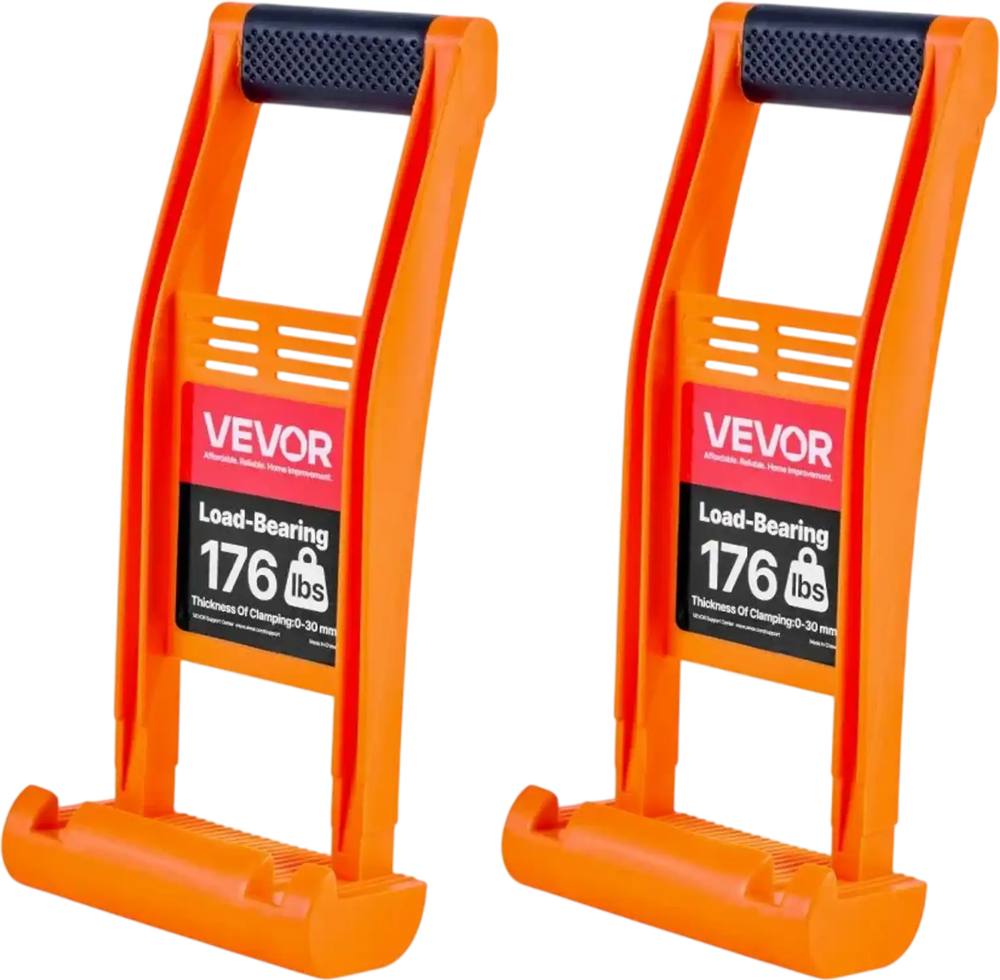 VEVOR Drywall Carrier, 2 Pack Plywood Carriers Handles, ABS Plastic Panel Carrier Tool with 176 lbs Load Bearing, Lift and Carry Panel Mover for Plywood, Drywall, Particleboard, Tempered Glass