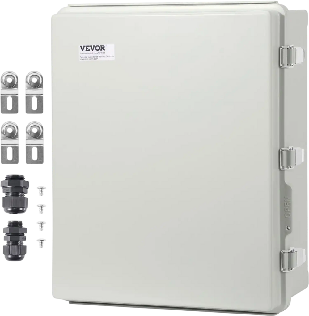 VEVOR Outdoor Electrical Junction Box, 13.78 x 9.84 x 5.90 in, ABS Plastic Electrical Enclosure Box with Hinged Cover Stainless Steel Latch, IP67 Dustproof Waterproof for Outdoor Electrical Projects