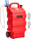 VEVOR Fuel Caddy, 16 Gallon, Portable Fuel Tank with 12V DC 2.5 GPM Electric Fuel Transfer Pump, 4 ft Delivery Hose & Auto-Stop Sensor Nozzle, Tank Adapters, Suitable for Diesel & Gasoline, Red