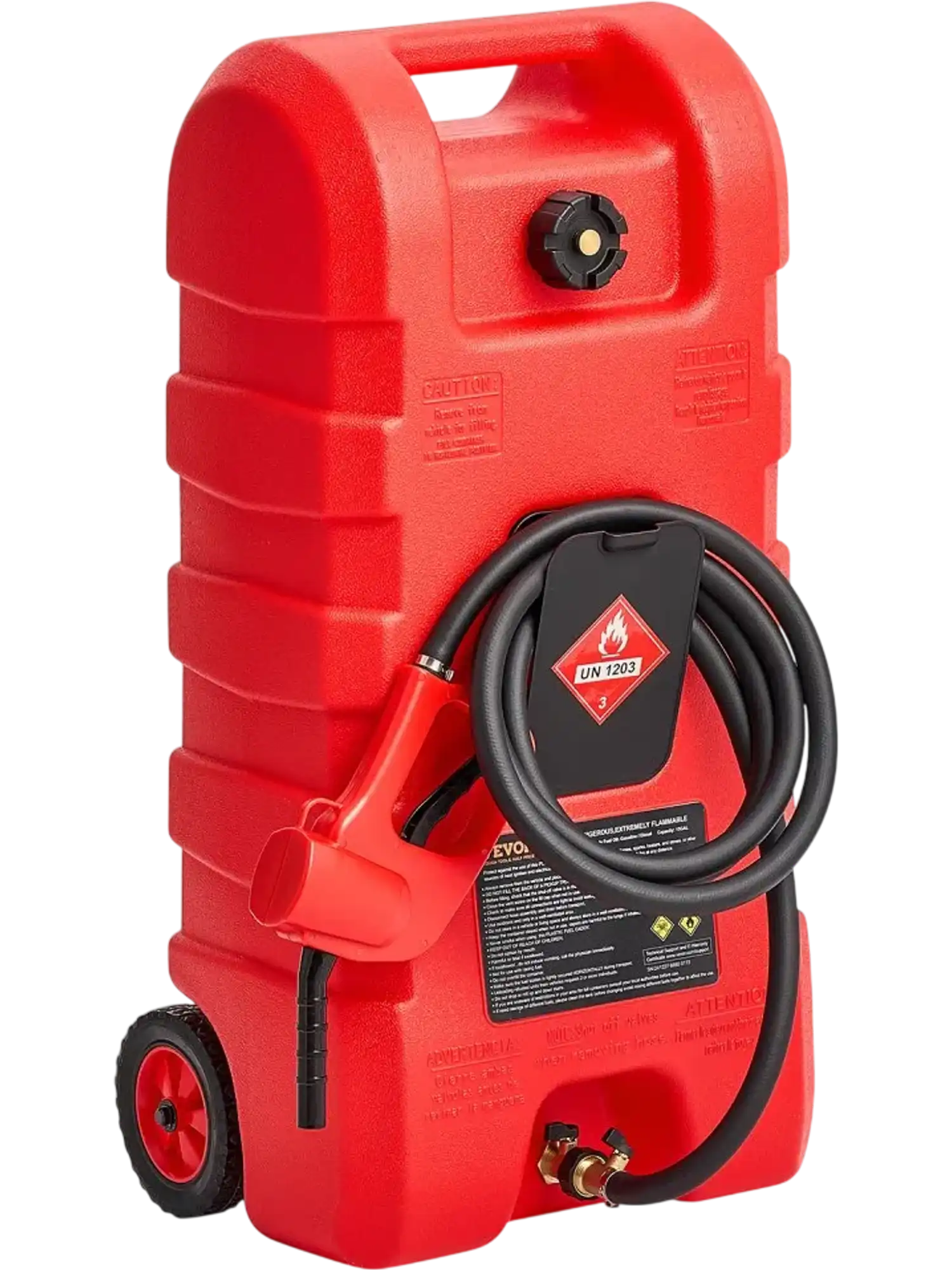 Vevor Fuel Caddy 15 gal Portable Fuel Tank with Hand Pump and Wheels New