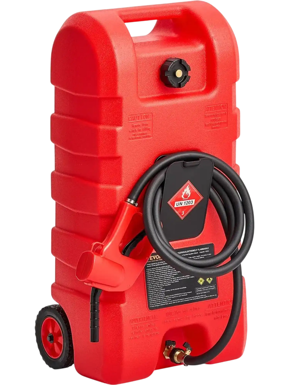 VEVOR Fuel Caddy, 15 Gallon, Portable Fuel Tank with Gravity & Hand Pump Modes, Fuel Tank Container with Wheels, 10 ft Delivery Hose & Manual Pump, Gas Caddy for Motorboats, ATVs, Gasoline & Diesel