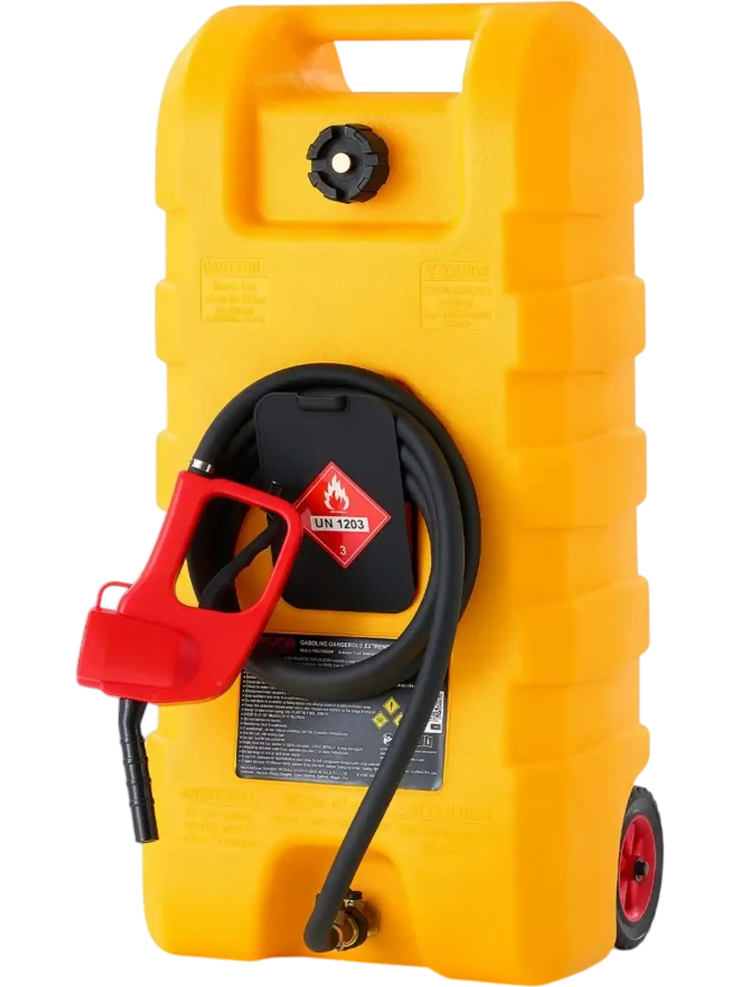 Vevor Fuel Caddy 15 Gal Portable Gas Transfer Tank with Manual Pump Yellow New