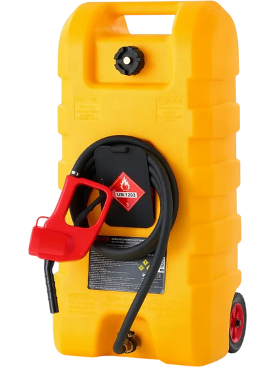 Vevor Fuel Caddy 15 Gal Portable Gas Transfer Tank with Manual Pump Yellow New