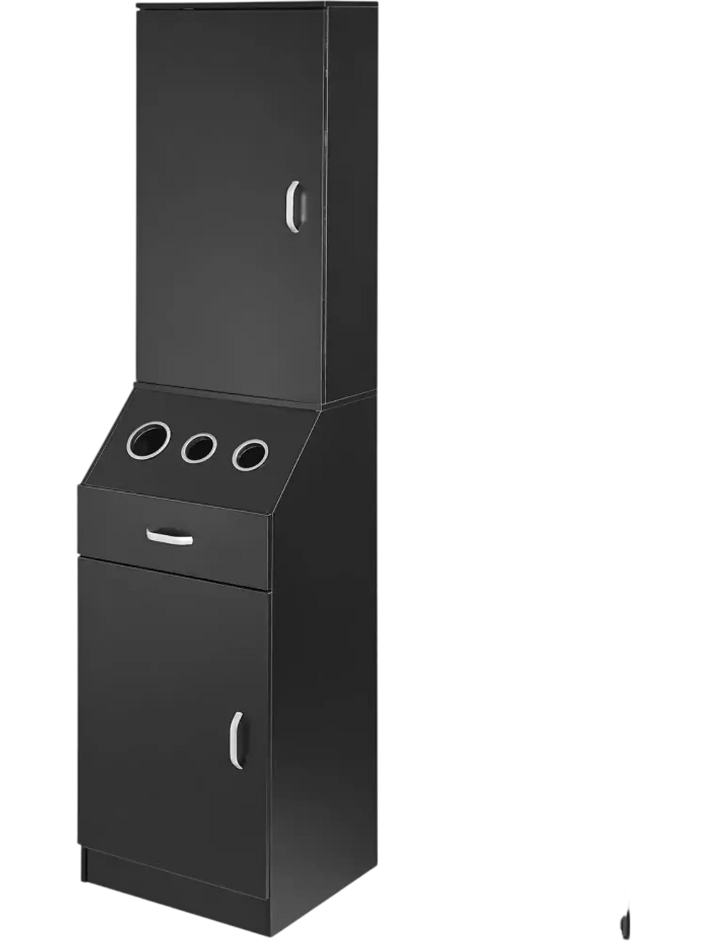 VEVOR Salon Organizer, Station Unit for Hair Professionals, Equipped with 3 Holders for Hair Dryers, Storage Spaces, and a Single Drawer, in Black