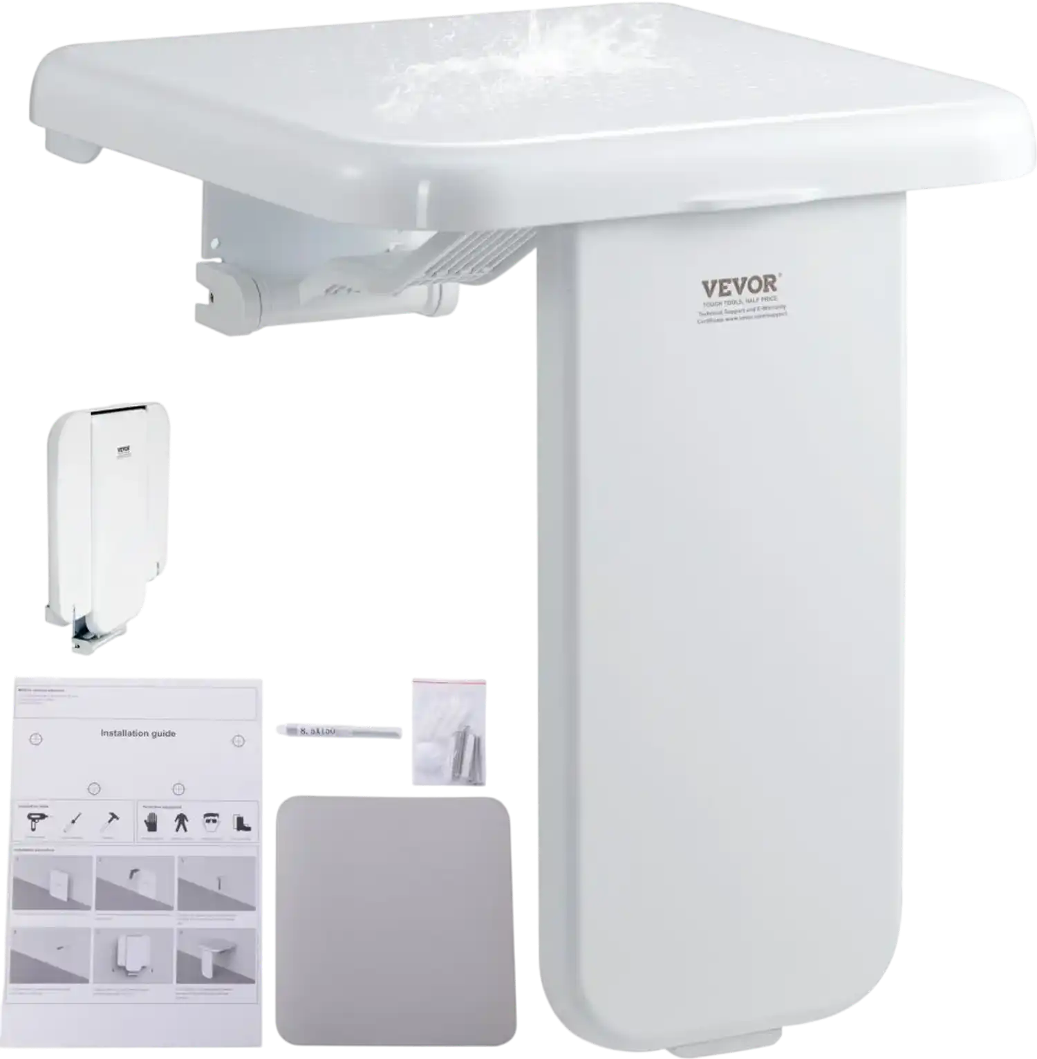 Vevor Shower Seat Folding ABS Wall Mounted 15.7