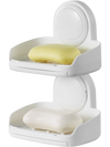 VEVOR Soap Holder for Shower, Double Layer with Suction Cup, Wall Mounted NO-Drilling, Strong Suction Bar Soap Sponge Holder, Self Draining Soap Saver, for Shower Bathroom Bathtub Kitchen, Removable