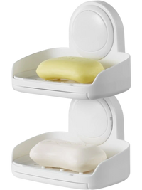 VEVOR Soap Holder for Shower, Double Layer with Suction Cup, Wall Mounted NO-Drilling, Strong Suction Bar Soap Sponge Holder, Self Draining Soap Saver, for Shower Bathroom Bathtub Kitchen, Removable