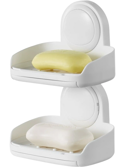Vevor Soap Holder Double-Layer Wall Mounted Suction Cup Shower Soap Dish New