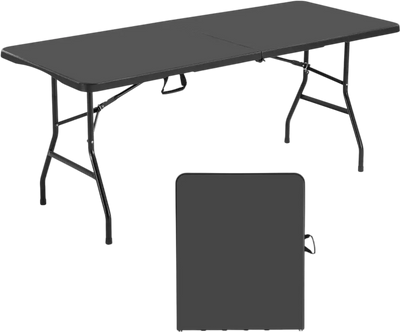 Vevor Folding Table 6' Heavy-Duty Portable Indoor Outdoor Black New