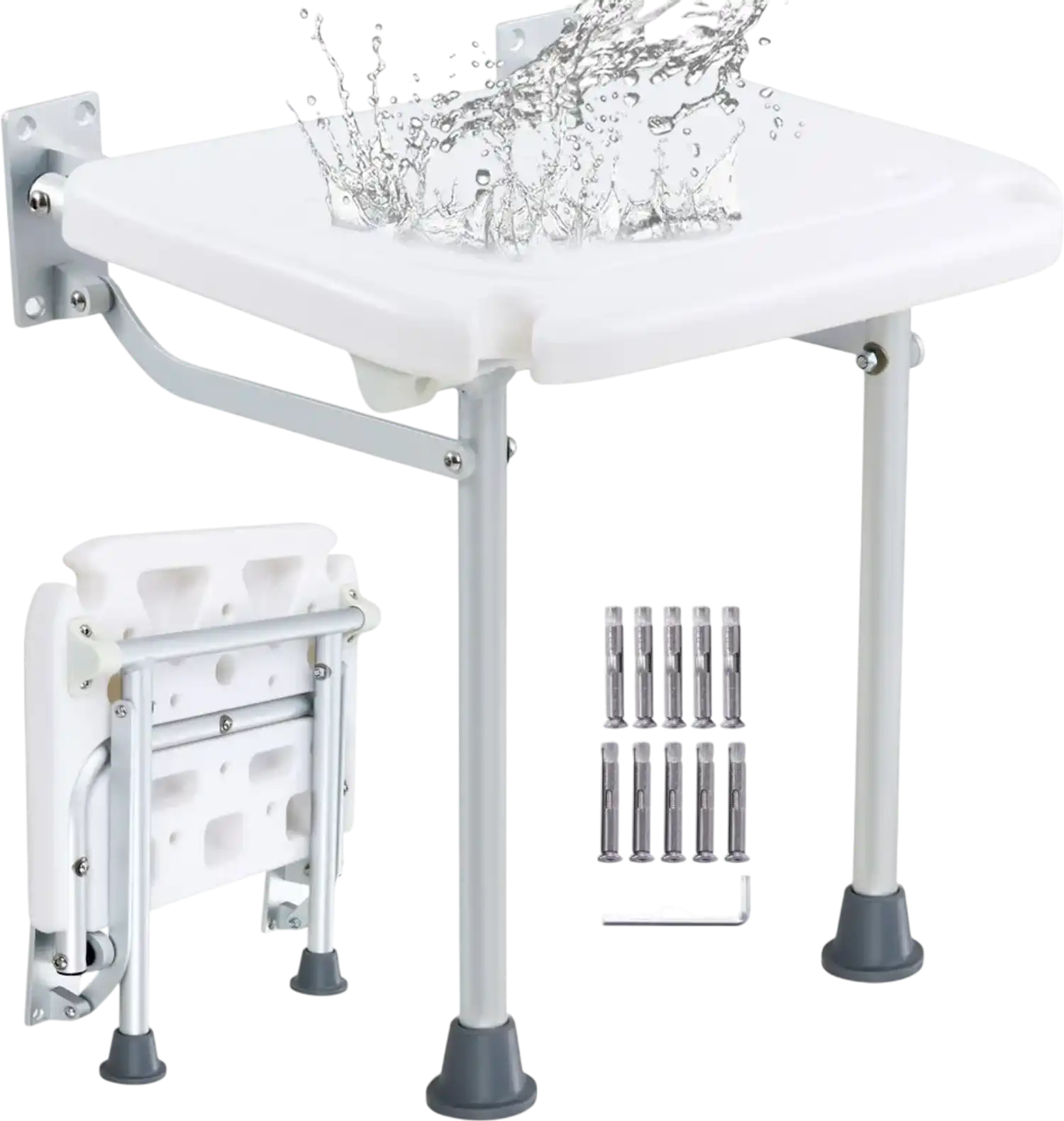 Vevor Shower Seat Folding Wall-Mounted Fold-Up Bench 15.7