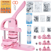 VEVOR 3-IN-1 Button Maker, 1/1.25/2.28 inch(25/32/58mm) Pin Maker, 300pcs Button Parts,Button Maker Machine with Panda Magic Book,  Ergonomic Arc Handle Punch Press Kit, For Children DIY Gifts, Pink