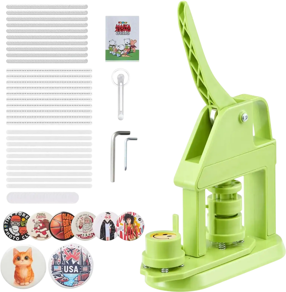 VEVOR Button Maker Machine, 0.98 in, Plastic Pin Maker with 500pcs Button Parts, Mr. Panda Magic Book, Circle Cutter and Hex Wrenches, Reinforced Ergonomic Handle, for DIY Badges, Personalized Pins