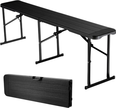 Vevor Folding Bench 6' Portable Indoor Outdoor Picnic Party Patio Camping Dining Black New