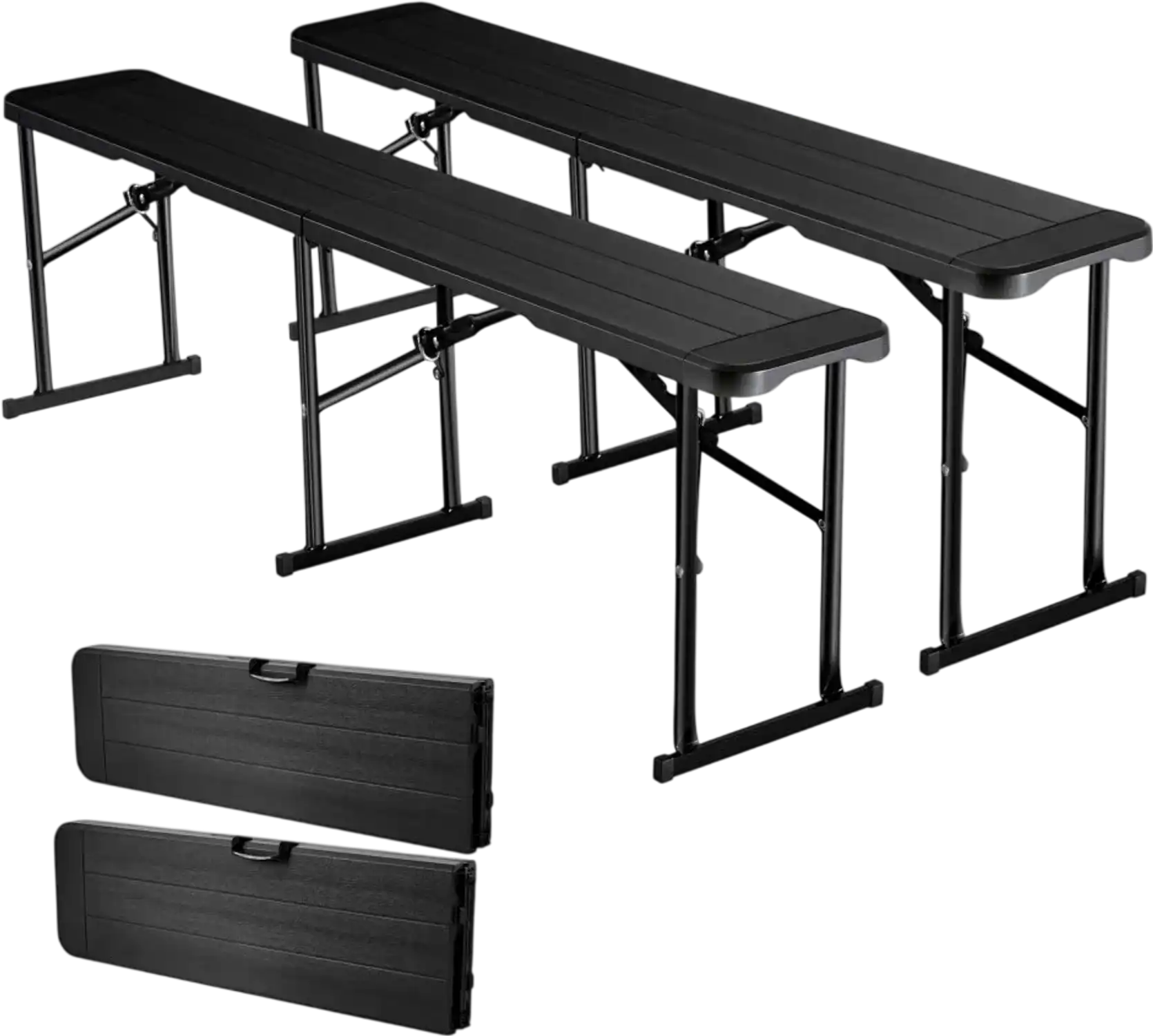 Vevor Folding Bench Portable Outdoor 6' Plastic 2-Pack Black New