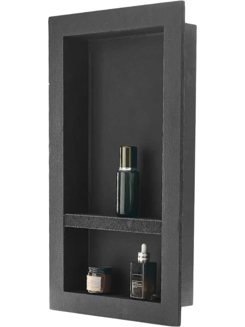 VEVOR Shower Niche, 16 x 28 x 4 inch Recessed Wall Niche with Movable Divider Shelf, Modern Soap & Shampoo Storage Organizer, Square Corners, Sealed Waterproof Design, Black for Bathroom Shower