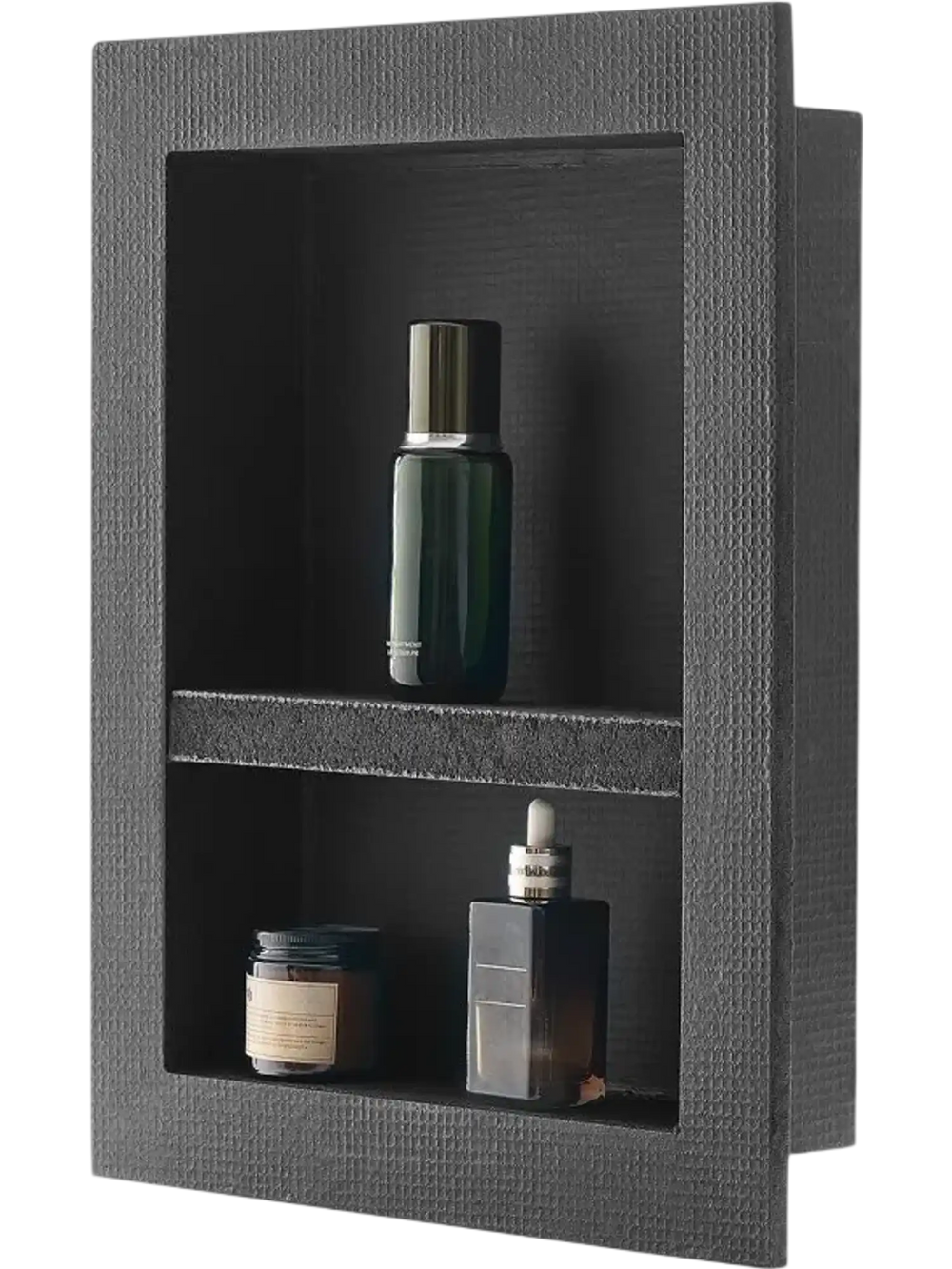 VEVOR Shower Niche, 16 x 20 x 4 inch Recessed Wall Niche with Movable Divider Shelf, Modern Soap & Shampoo Storage Organizer, Square Corners, Sealed Waterproof Design, Black for Bathroom Shower