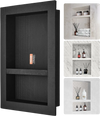 VEVOR Shower Niche Ready for Tile 16" x 24", Double Shelf Organizer, Square Corners Wall-inserted Niche Recessed, Sealed Protection Modern Soap Storage Niche for Shower Bathroom, Black