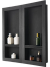VEVOR Shower Niche, 16 x 32 inch + 16 x 32 inch Recessed Wall Niche with Movable Shelf, 4 inch Thick Modern Soap&Shampoo Storage Organizer,Square Corners,Sealed Waterproof,Black for Bathroom Shower