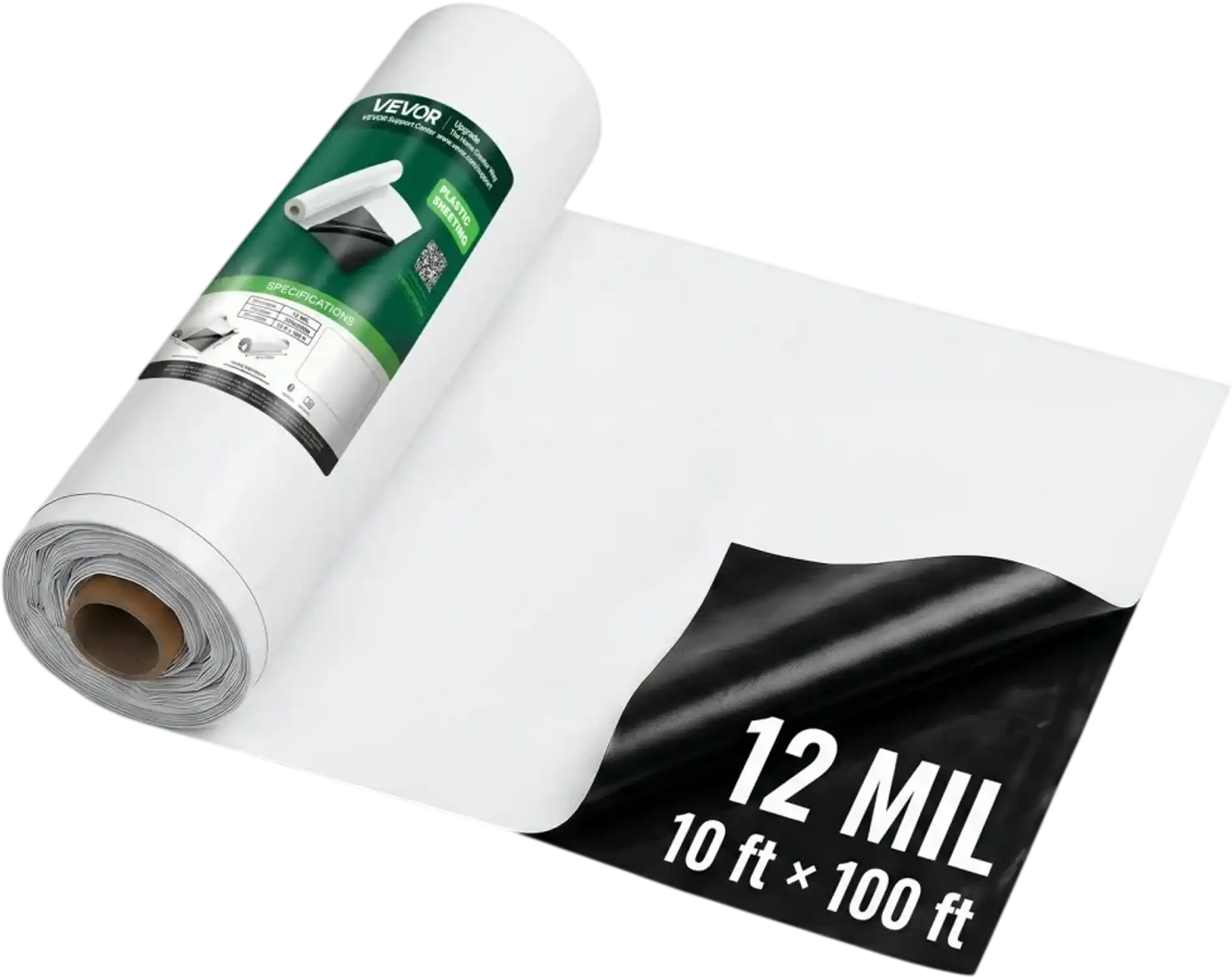 Vevor Plastic Sheeting 10' x 100' 12 Mil Heavy Duty Polyethylene Roll New