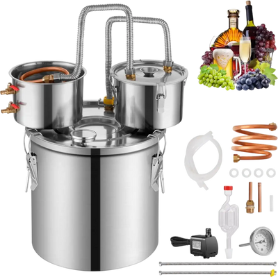 Vevor Alcohol Distiller 13.2 Gal Dual Condenser Stainless Steel Still Kit New