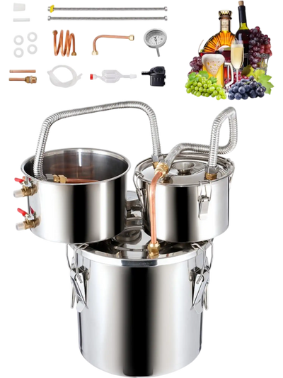 Vevor Alcohol Still 3 Gal Dual Condenser Distiller Kit with Thumper Keg New