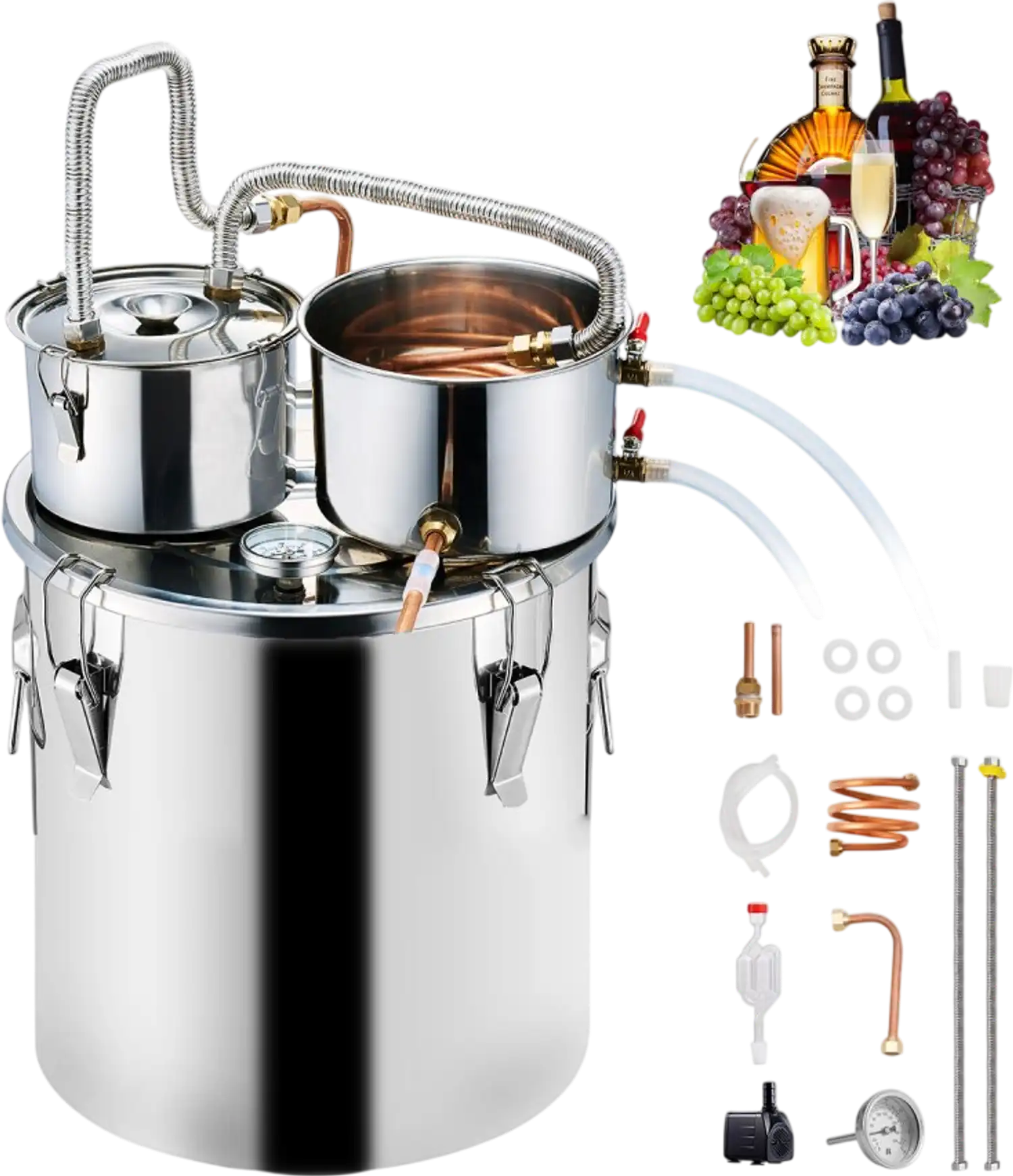 Vevor Alcohol Still 8 Gal Dual Condenser Stainless Steel Distiller Kit New