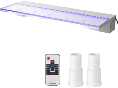 Vevor Pool Waterfall Fountain Spillway with 17-Color LED Light 23.6