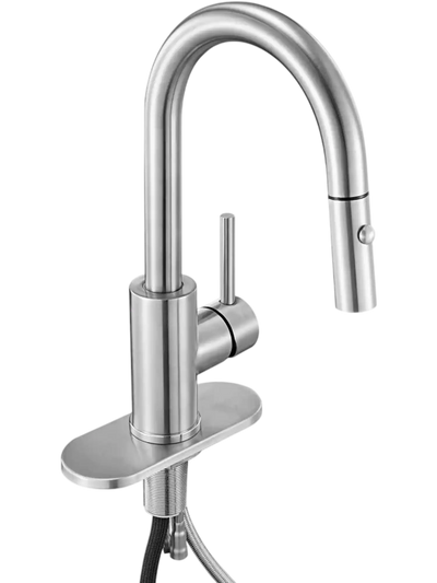 VEVOR Single Handle Sink Faucet, Brushed Nickel Kitchen Faucet with Pull Down Sprayer, Suitable for Bathroom, RV, Bar Sink, Public Restroom, Stream & Spray Dual Water Flow Modes, Leak-Proof Valve