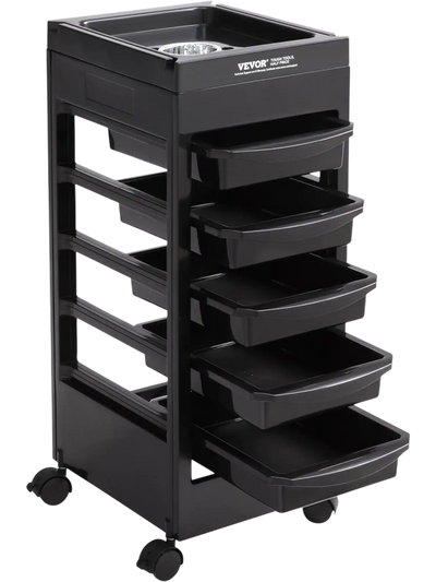 Vevor Salon Trolley Cart Rolling Hairdressing Organizer with 5 Removable Drawers New
