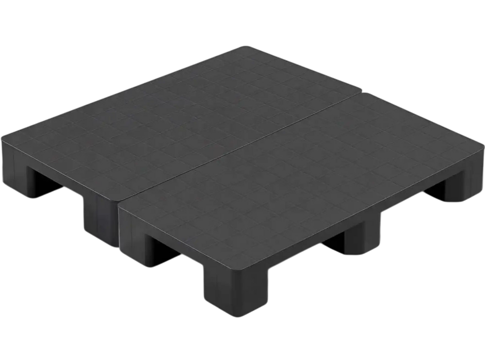 VEVOR Plastic Pallets, 2 Pcs Plastic Pallets for Basement Storage, Lightweight Waterproof Floor Storage Pad for Indoor Outdoor Supermarket Warehouse, Support up to 2205 lbs, 39.4"x19.7"x5.4", Black