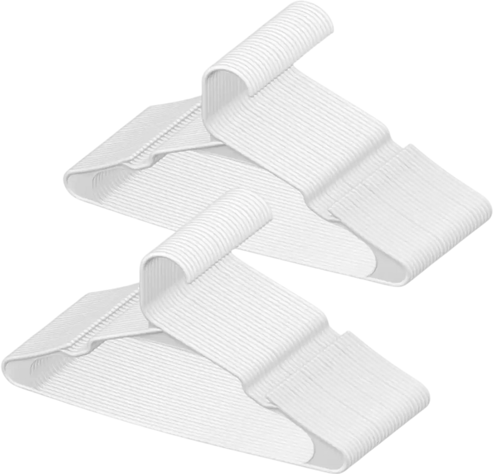 VEVOR Hangers, 0.2 in Ultra-Thin, 50 Pack White Plastic Hangers with Stable Triangular Top Structure & Wider Notch Design , Non-Slip Space Saving Hangers, Fit for T-Shirt, Shirt, Sling & Pant