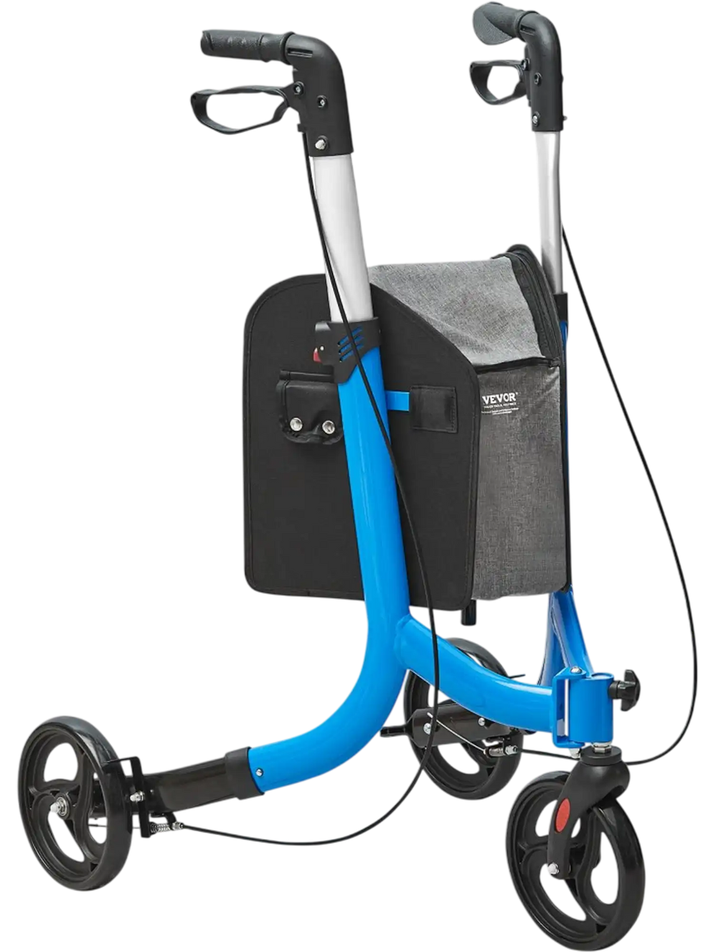 VEVOR 3 Wheels Rollator Walker for Seniors, Lightweight Aluminum Foldable Rolling Walker with Adjustable Handle, Outdoor Trio Mobility Walker with Large Wheels & Spacious Storage Bag, 260LBS Capacity