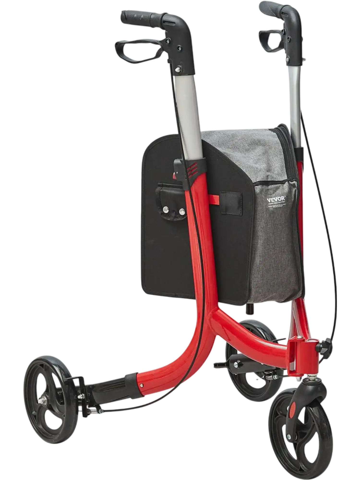 Vevor Rollator Walker 3-Wheel Foldable Aluminum Mobility Walker Red New