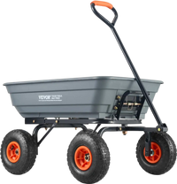 VEVOR Garden Cart, Durable Poly Dump Cart with Simple Assembly Steel Framework, Versatile Dump Cart with Dual-Function Handle, Handy Wheelbarrow with 600 lbs Load Capacity, 10 inch Wheels