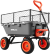 VEVOR Garden Dump Cart, 800 lbs Poly Dump Cart, Garden Carts Dumps Wagon with Storage Fence, 90° Quick-Dumps Mechanism, 180° Swivel Wheels, 90° Rotating Handle, Yard Wagon for Plants, Soil, Crops