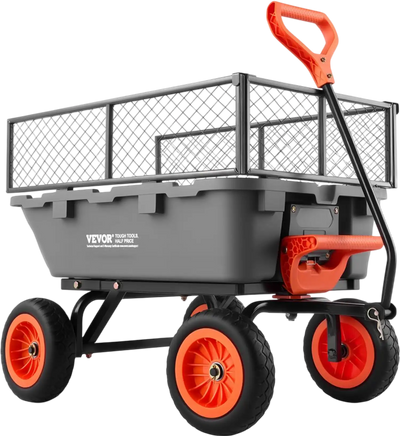 Vevor Garden Cart 800 lbs Poly Dump Wagon with Storage Fence New