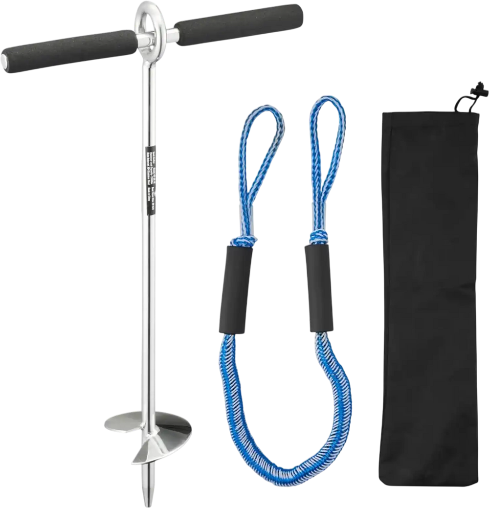 VEVOR Sand Anchor, 18 in Stainless Steel Beach Anchor, Screw in Sand Boat Anchors with Spiral Blade, Shallow Water Boat Auger Anchors, for Securing Jet Ski PWC Pontoon Kayak on Beaches and Sandbars