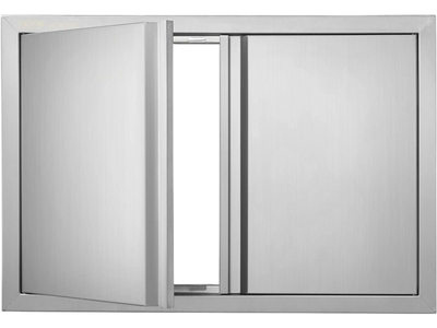 VEVOR BBQ Access Door, 30W x 21H Inch Double Outdoor Kitchen Door, Stainless Steel Flush Mount Door, Wall Vertical Door with Recessed Handles , for BBQ Island, Grilling Station, Outside Cabinet
