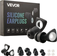 VEVOR Ear Plugs for Sleeping Noise Cancelling, NRR 25 dB Reusable High Noise Reduction  Earplugs, Flexible Silicone Soft Earplug with 12 Ear Tips in M / L, for Sleeping, Working, Studying & Traveling